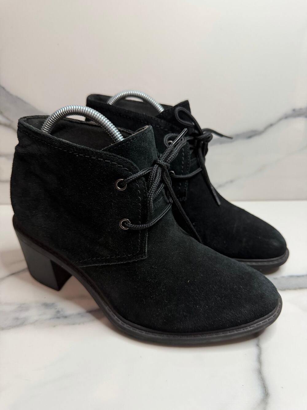 Clarks Women's Black Suede Scene Lace Boots Sz 7.5 Witchcore Victorian Preppy